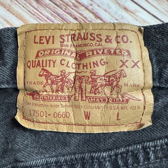 Vintage 90s Levis 501 Size 7 Black Button Fly Jeans Denim Pants Made USA 25x31.5 - Picture 12 of 12